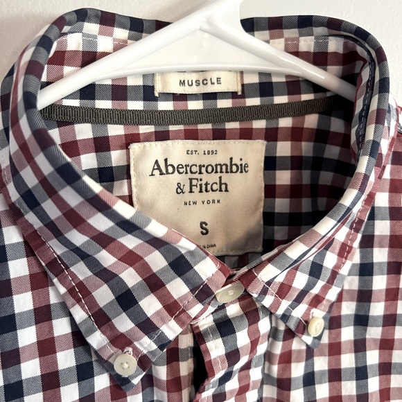 Abercrombie & Fitch Small S Check Long Sleeve Button Down Muscle Fit Shirt - Picture 3 of 4